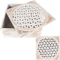 Décos - Boite en bois sculpté -FLEUR DE VIE DE VIE - 8X8X3.5″H