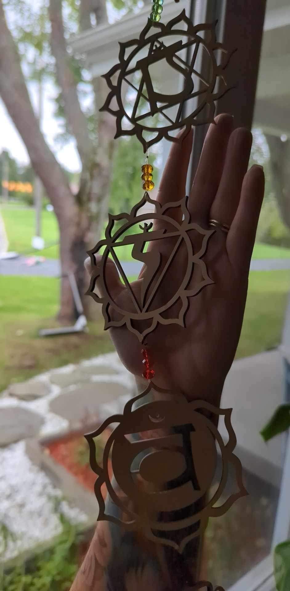 Décos - Mobile suspendu-7 chakras en bois