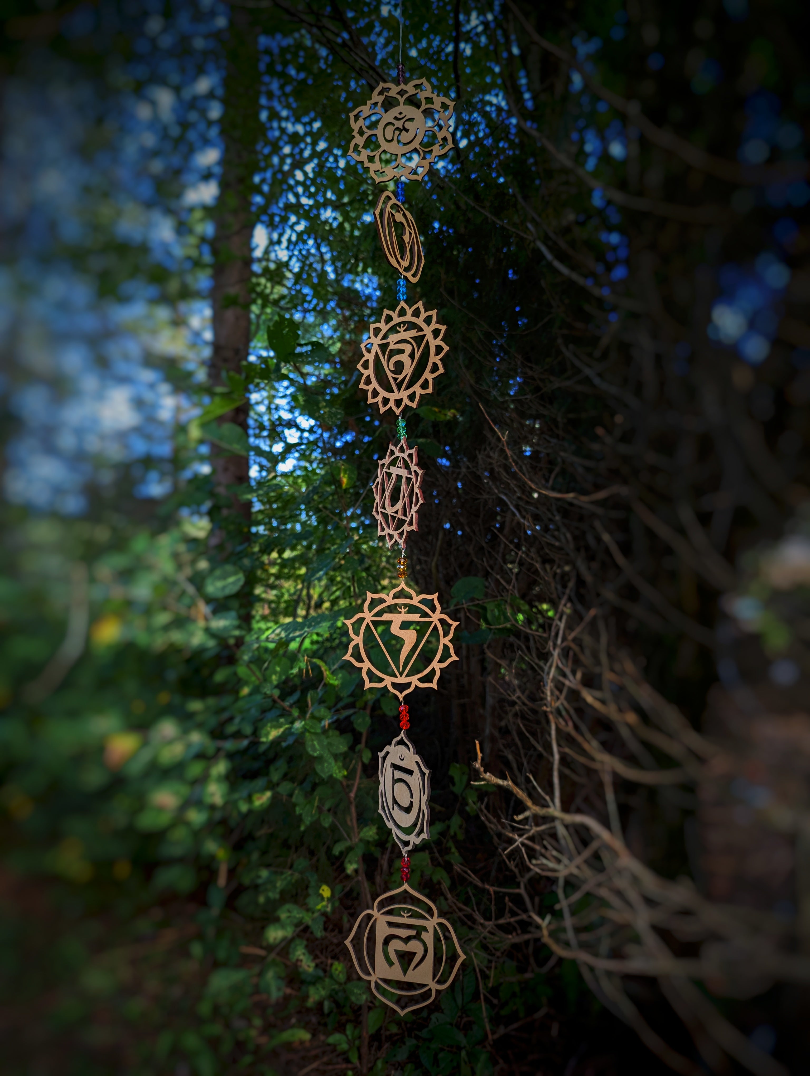 Décos - Mobile suspendu-7 chakras en bois