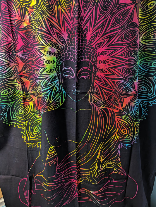Draps murale Bouddha/méditation multicolore/noir