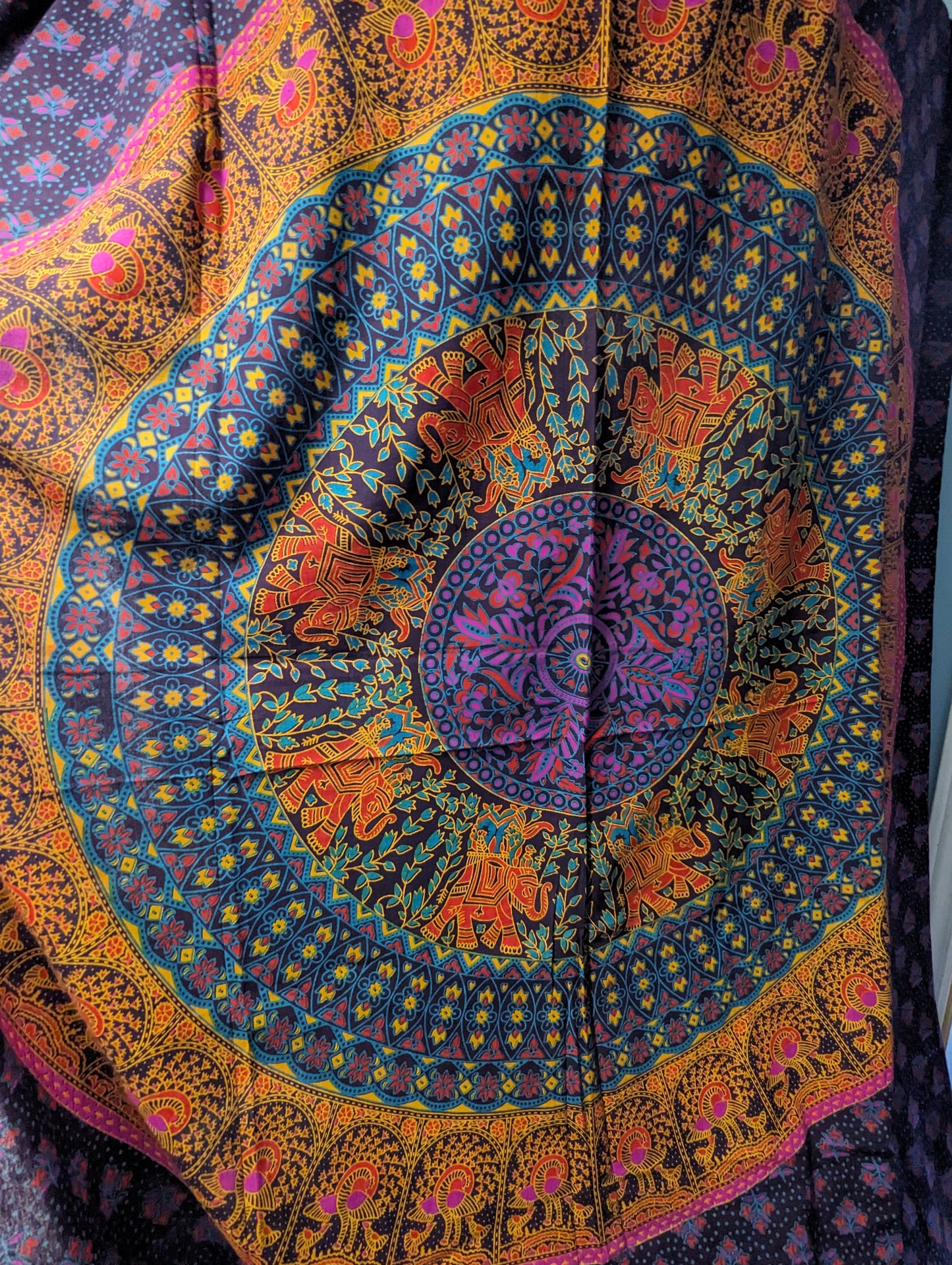 Draps murale Indien/éléphant/fleur