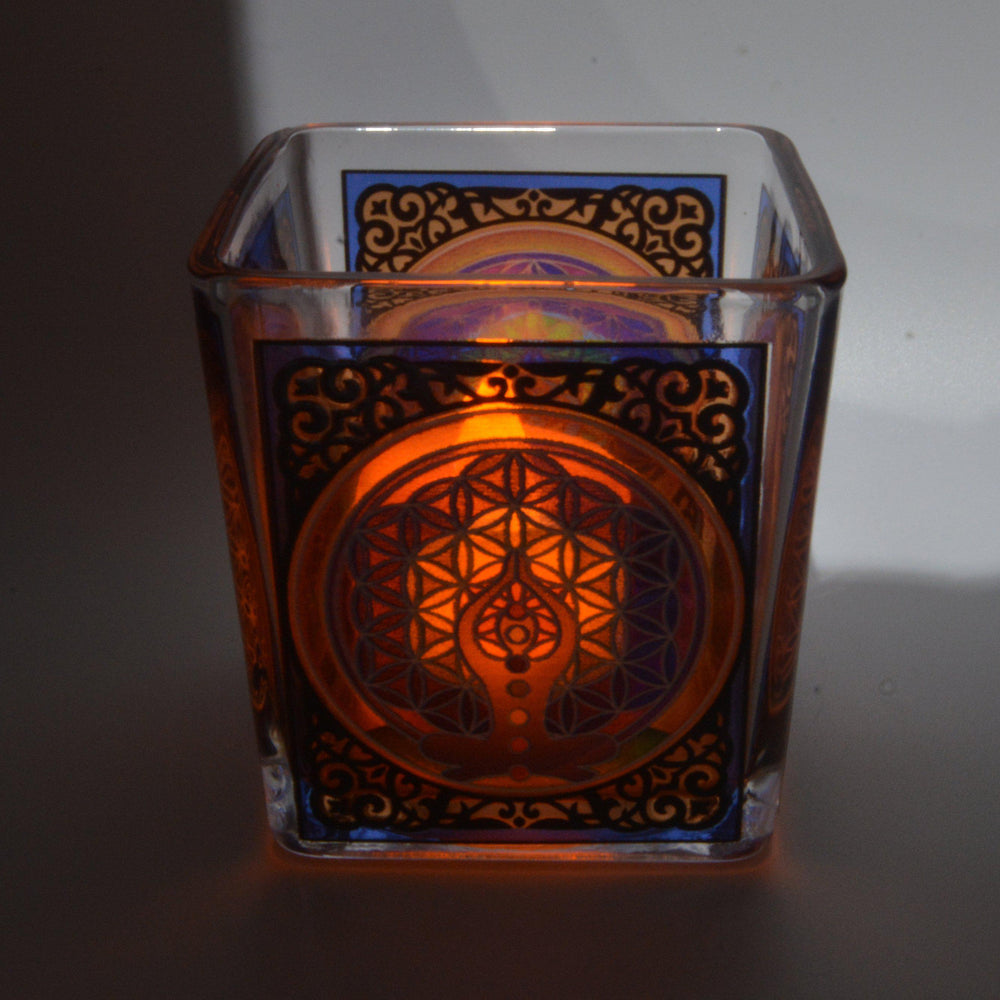 Décos - PORTE-VOTIVE VERRE CARRE- 3″H' - 4 designs