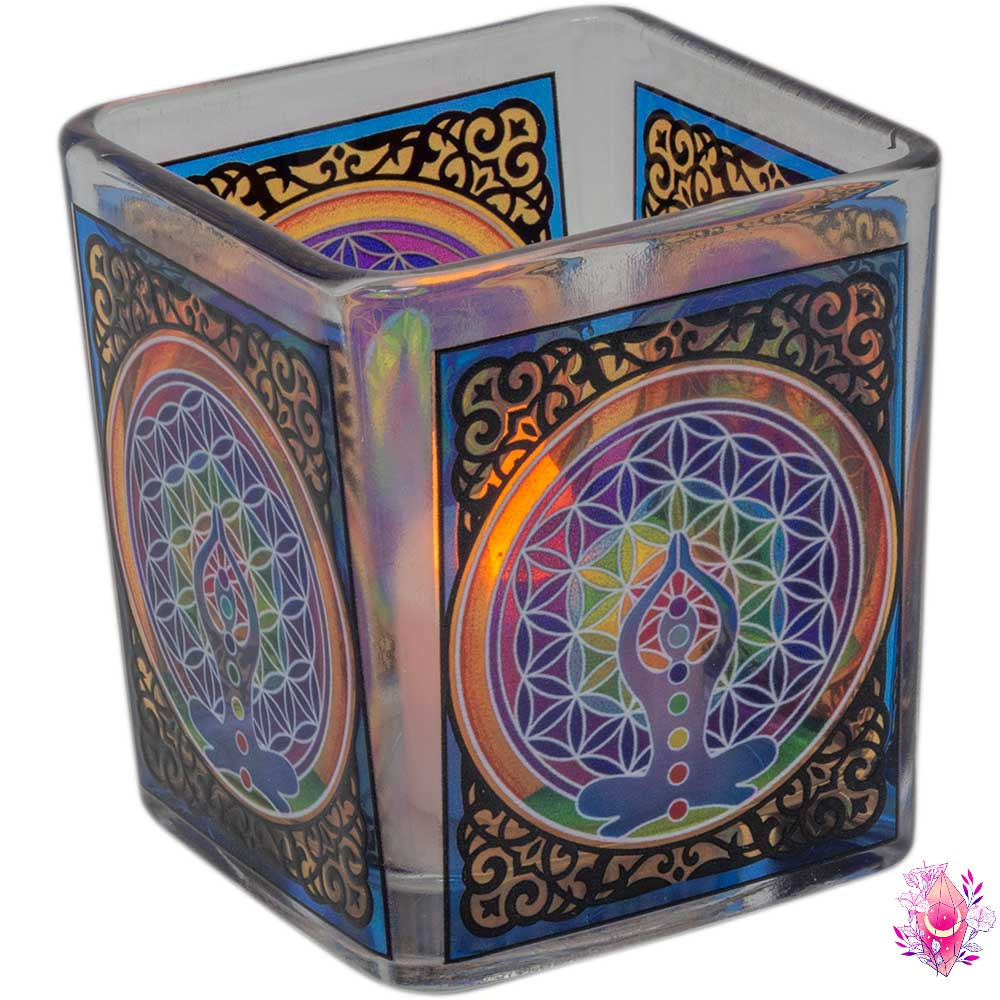 Décos - PORTE-VOTIVE VERRE CARRE- 3″H' - 4 designs