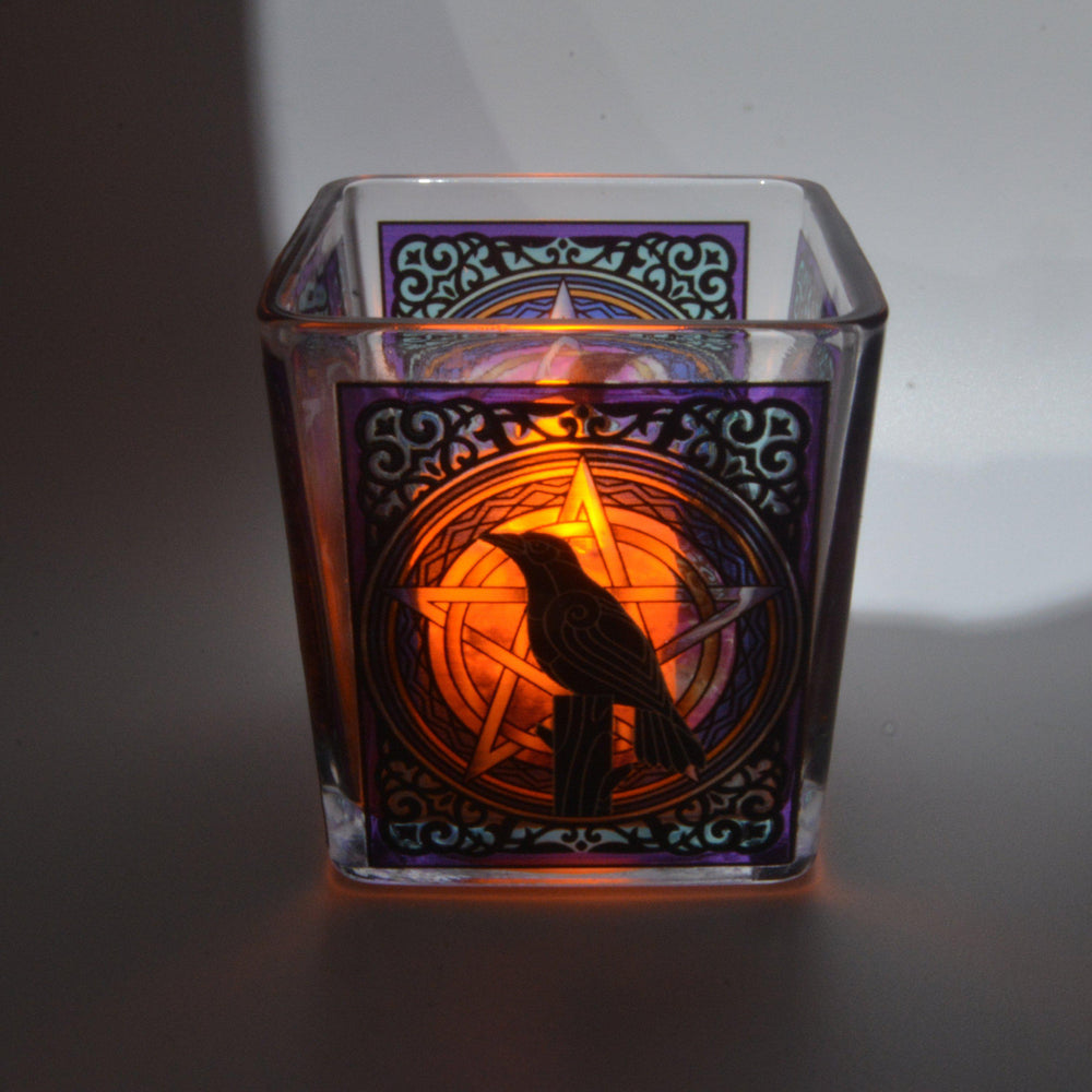 Décos - PORTE-VOTIVE VERRE CARRE- 3″H' - 4 designs