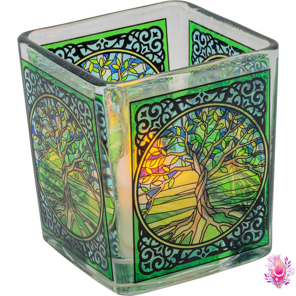 Décos - PORTE-VOTIVE VERRE CARRE- 3″H' - 4 designs